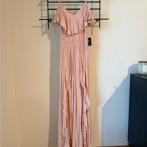 Express Blush Ruffle Maxi Dress